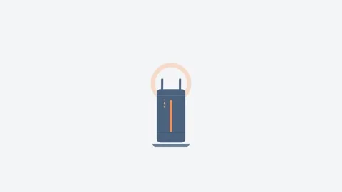 Enterprise Vertical Wi-Fi Router Icon with Pulsating Concentric Signal Wave.. Stock Footage 346611119