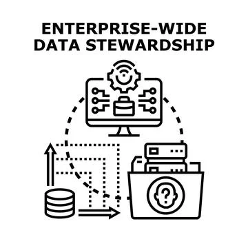 Enterprise wide data stewardship concept business strategy Stock Illustration
