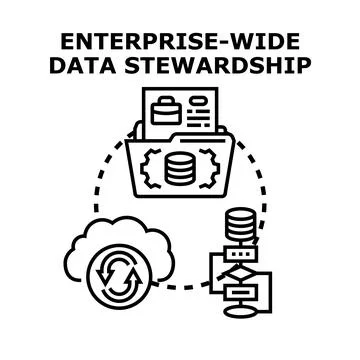 Enterprise wide data stewardship concept icon set 스톡 일러스트