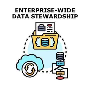 Enterprise wide data stewardship concept icon set Illustrazione stock