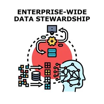 Enterprise wide data stewardship program managing digital assets Stock-Illustration