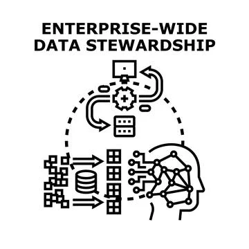 Enterprise wide data stewardship program managing digital assets Stock-Illustration