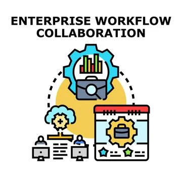 Enterprise workflow collaboration process concept illustration Stock Illustration