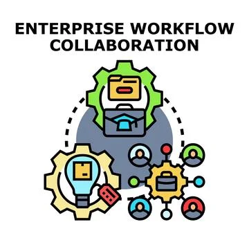Enterprise workflow collaboration process innovation and teamwork イラスト素材