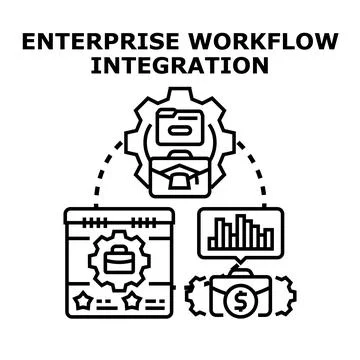 Enterprise workflow integration planning and business process optimization Illustrazione stock