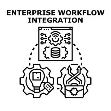 Enterprise workflow integration process optimizing business solutions Stock Illustration