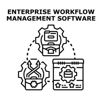 Enterprise workflow management software managing business processes Stock Illustration