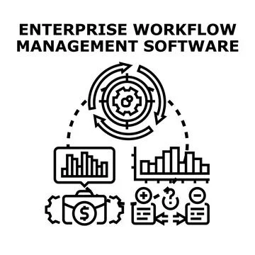 Enterprise workflow management software managing business processes Stock Illustration