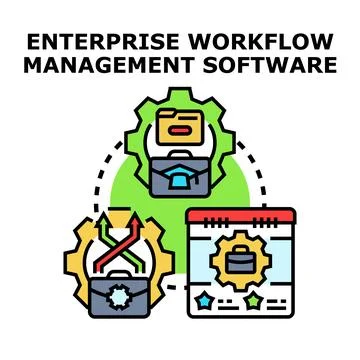 Enterprise workflow management software managing business processes Stock Illustration