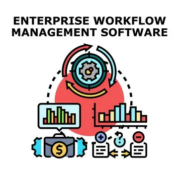 Enterprise workflow management software managing business processes Stock Illustration