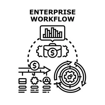 Enterprise workflow optimization process planning icon concept Stock Illustration