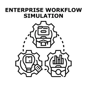 Enterprise workflow simulation business process strategy Stock Illustration