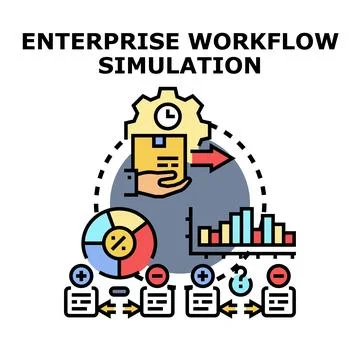 Enterprise workflow simulation optimizing business process analysis Stock Illustration