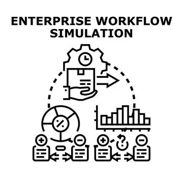 Enterprise workflow simulation optimizing business process analysis イラスト素材