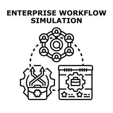 Enterprise workflow simulation process strategy planning 스톡 일러스트