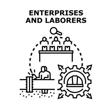 Enterprises and labor working together for business development Illustrazione stock