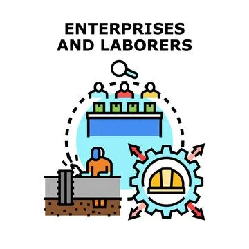 Enterprises and labor working together for business development Stock Illustration