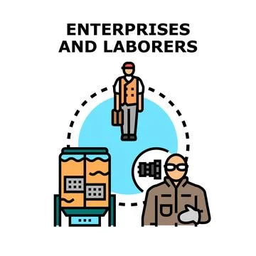 Enterprises and laborers working together for production Stock Illustration