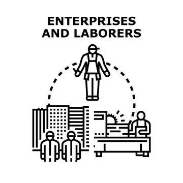Enterprises and laborers working together for business growth Stock Illustration