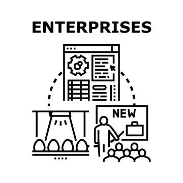 Enterprises concept encompassing business development and education Stock Illustration