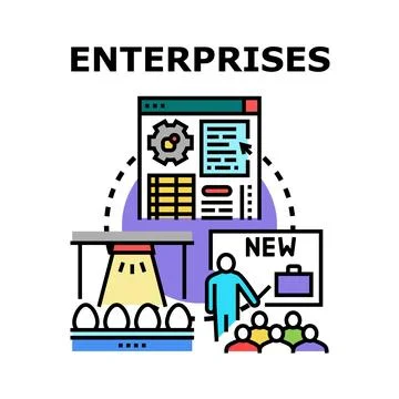Enterprises concept encompassing business development and education Stock Illustration