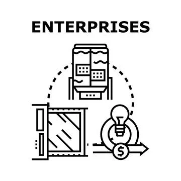 Enterprises developing business concepts creating innovative solutions Stock Illustration