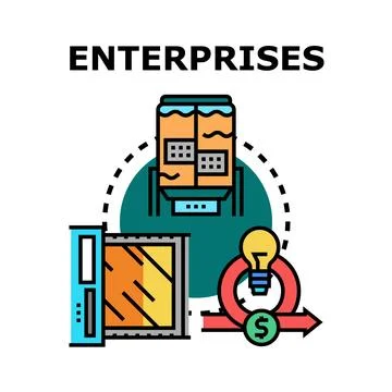 Enterprises developing business concepts creating innovative solutions Stock Illustration