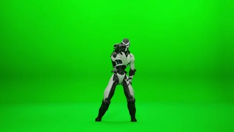 Entertaining Humanoid Mech Slow Motion Dance Stock Footage 321943109