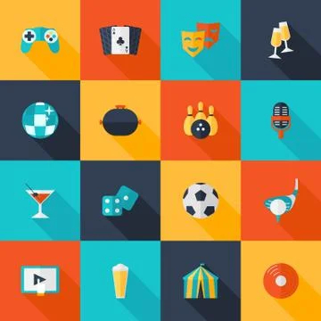 Entertaining Icons Set Stockillustratie