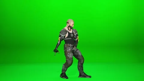 Entertaining Masked Mercenary Slow Motion Dance Stock Footage 320162331