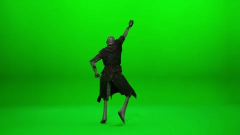 Entertaining Pagan Dance Slow Motion on Chroma Key Stock Footage 321112524