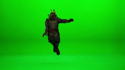 Entertaining Samurai Costume Slow Motion Dance Stock Footage 322100481