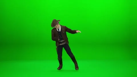 Entertaining Sheriff Dance on Chroma Key Asset Stock Footage 321340613