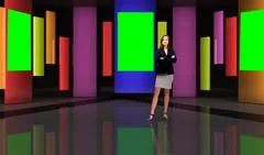 Entertainment 001 TV Studio Set - Virtual Green Screen Background PSD PSD Template