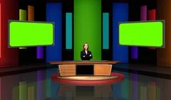 Entertainment 003 TV Studio Set - Virtual Green Screen Background PSD PSD Template