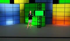 Entertainment 006 TV Studio Set - Virtual Green Screen Background PSD PSD Template