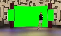 Entertainment 007 TV Studio Set - Virtual Green Screen Background PSD PSD Template