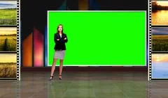 Entertainment 008 TV Studio Set - Virtual Green Screen Background PSD PSD Template