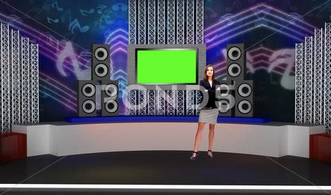 Entertainment 010 TV Studio Set - Virtual Green Screen Background PSD PSD Template