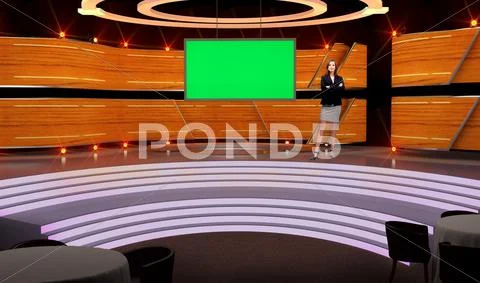 Entertainment 012 TV Studio Set - Virtual Green Screen Background PSD Plantilla PSD