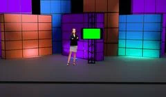 Entertainment 016 TV Studio Set - Virtual Green Screen Background PSD PSD Template
