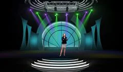 Entertainment 017 TV Studio Set - Virtual Green Screen Background PSD PSD Template