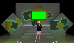 Entertainment 018 TV Studio Set - Virtual Green Screen Background PSD PSD Template
