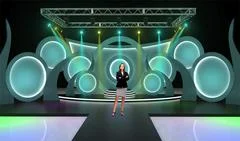 Entertainment 023 TV Studio Set - Virtual Green Screen Background PSD PSD Template