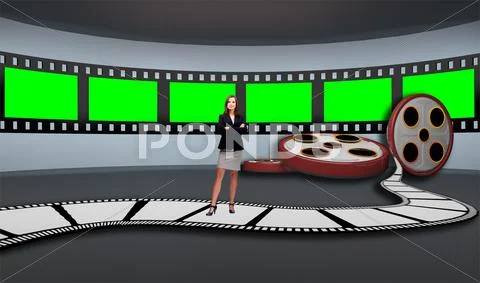 Entertainment 025 Studio Set - Virtual Green Screen Background PSD PSD Template