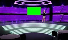 Entertainment 026 TV Studio Set - Virtual Green Screen Background PSD PSD Template