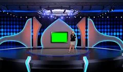 Entertainment 028 TV Studio Set - Virtual Green Screen Background PSD PSD Template