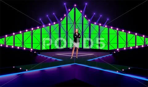 Entertainment 030 TV Studio Set - Virtual Green Screen Background PSD PSD Template