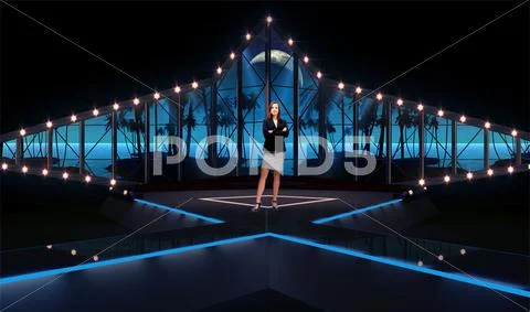 Entertainment 031 TV Studio Set - Virtual Green Screen Background PSD PSD Template