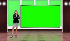 Entertainment 038 TV Studio Set - Virtual Green Screen Background PSD PSD Template